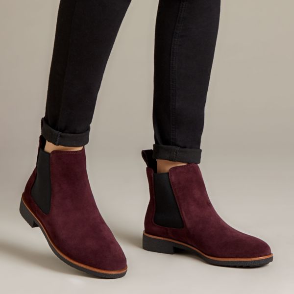 Clarks Womens Griffin Plaza Ankle Boots Burgundy | UK-9625037